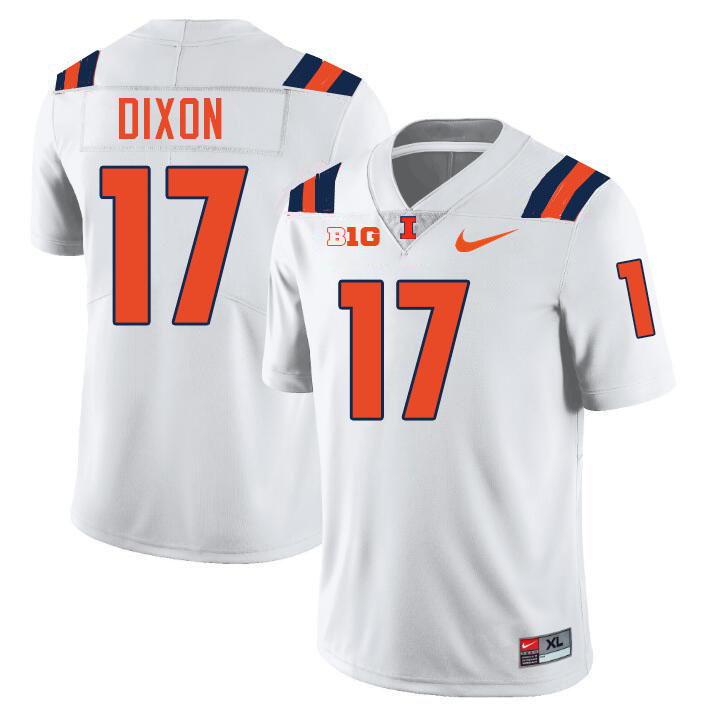 #17 Collin Dixon Illinois Fighting Illini Football Jersey,Uniforms-White #17 Collin Dixon Illinois Fighting Illini Football Jersey,Uniforms-White